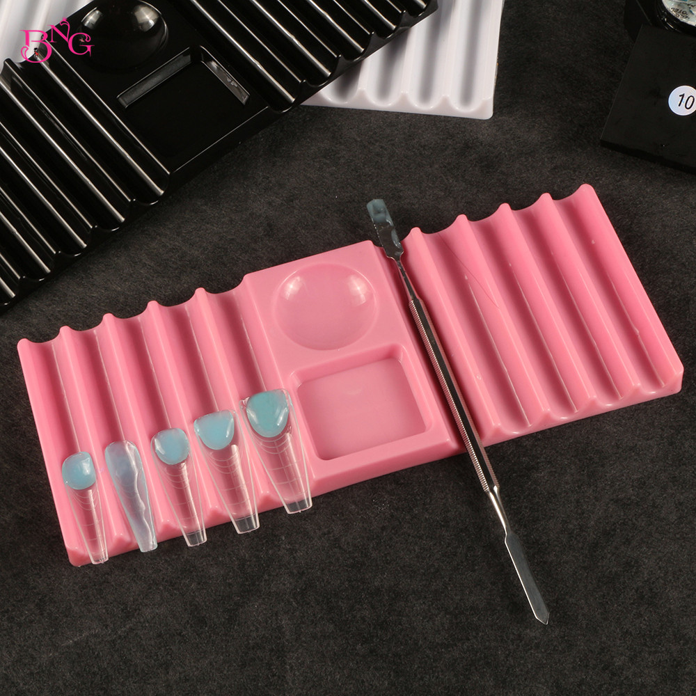 Nail Extension Form - ที่วางปากกาพลาสติกแบบสองช่อง BNG สำหรับอุปกรณ์ทำเล็บ ที่เก็บแปรงทำเล็บ ที่เก็บแม่พิมพ์ต่อเล็บ