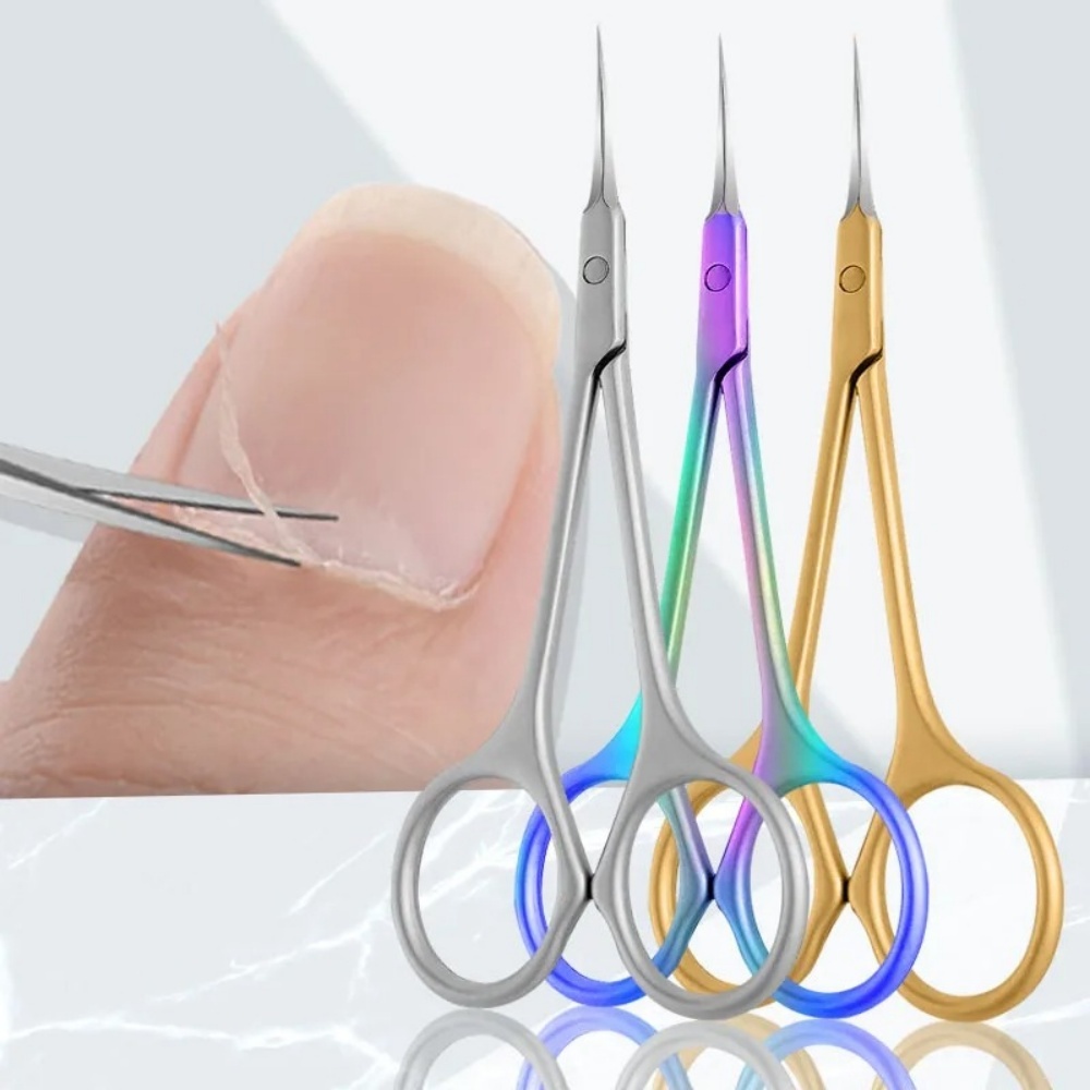 Nail Extension Form - กรรไกรปลายโค้งสแตนเลส 1 ชิ้น สำหรับกำจัดหนังส่วนเกิน ตกแต่งเล็บ เครื่องมือตัดแต่งเล็บแบบพกพา