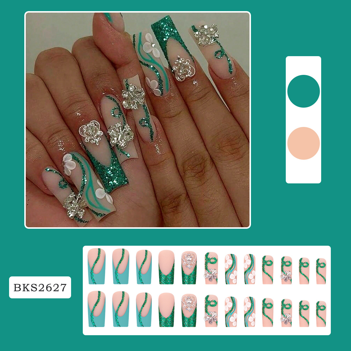 กดโลงศพยาวบนเล็บนักบัลเล่ต์เล็ - Nail Art Press On บทวิจารณ์และราคา