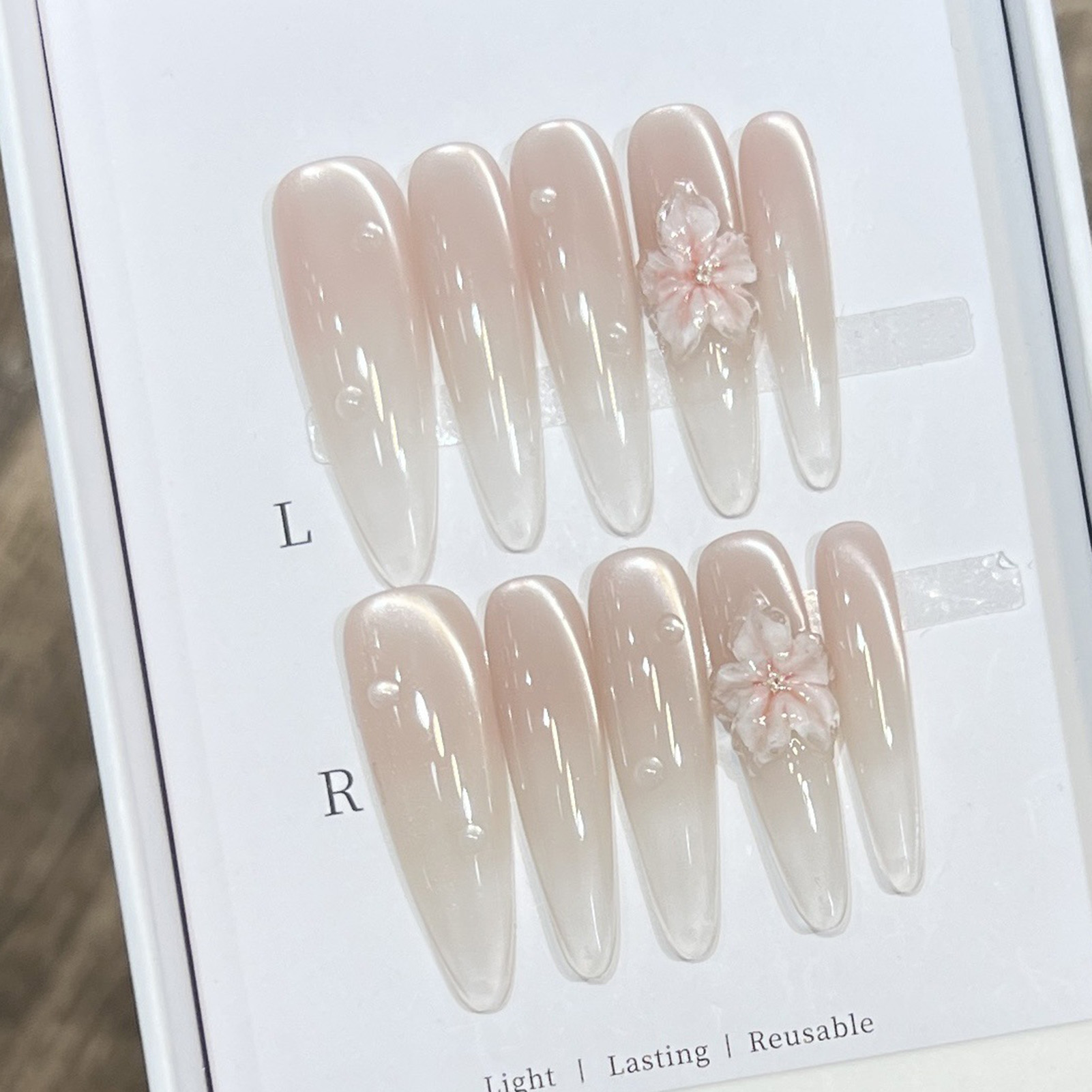 10pcs ยาวอัลมอนด์เล็บปลอมเคล็ด - Nail Art Xs บทวิจารณ์และราคา