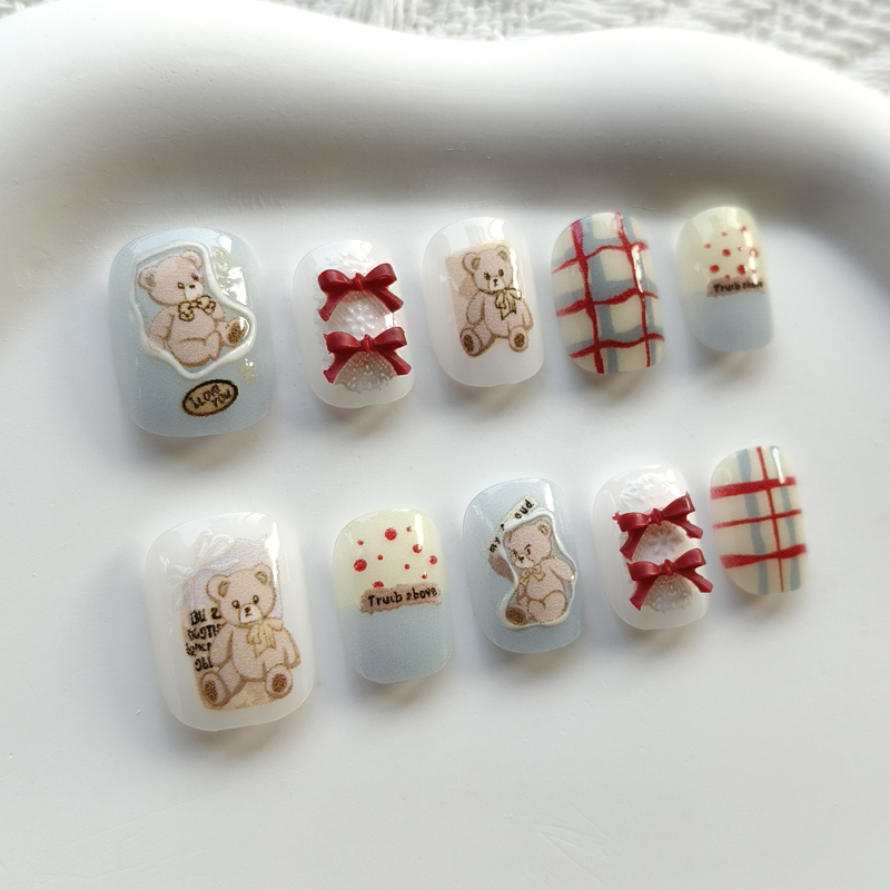 เล็บปลอมแบบกดติด 10 ชิ้น สไตล์ - Nail Art Xs บทวิจารณ์และราคา