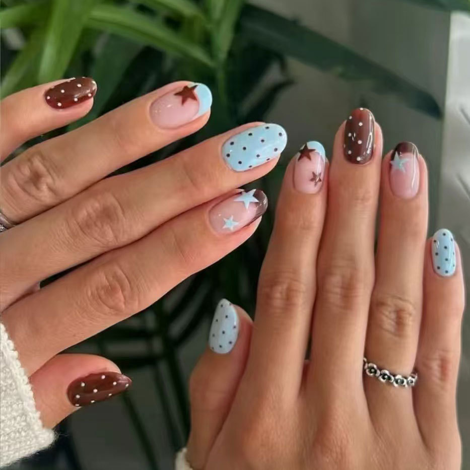 24 ชิ้น เล็บปลอมลายดาวห้าแฉกพร - Nail Art Press On บทวิจารณ์และราคา