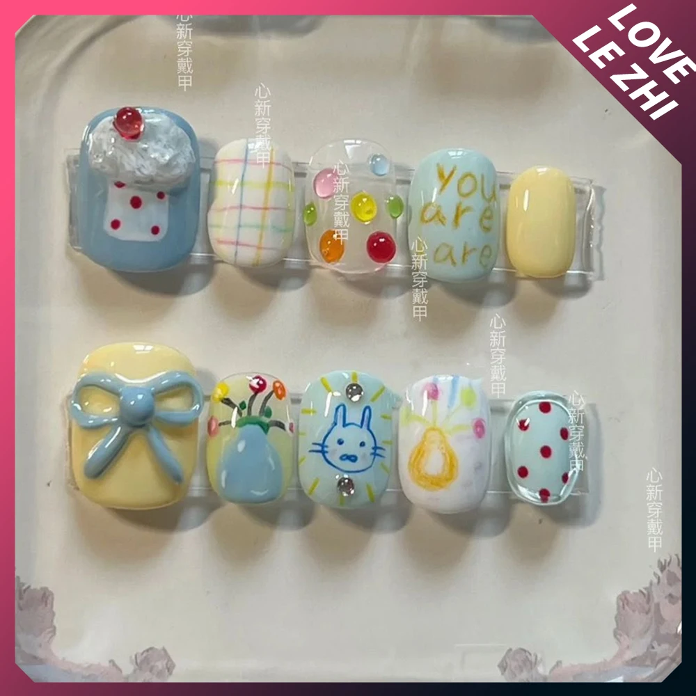 เล็บปลอมแบบกดติดลายแมว น่ารัก  - Nail Art Xs บทวิจารณ์และราคา