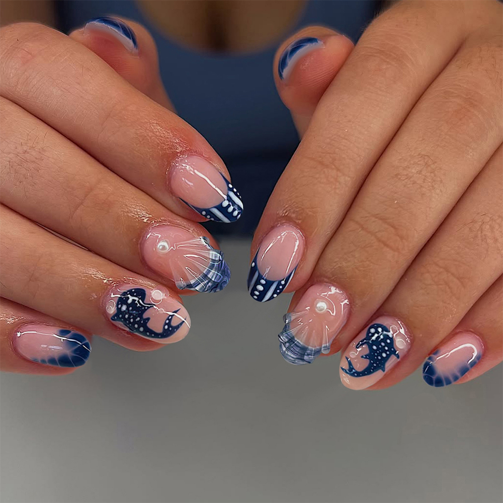 24 ชิ้น เล็บเจล 3 มิติ ลายปลาว - Nail Art Press On บทวิจารณ์และราคา