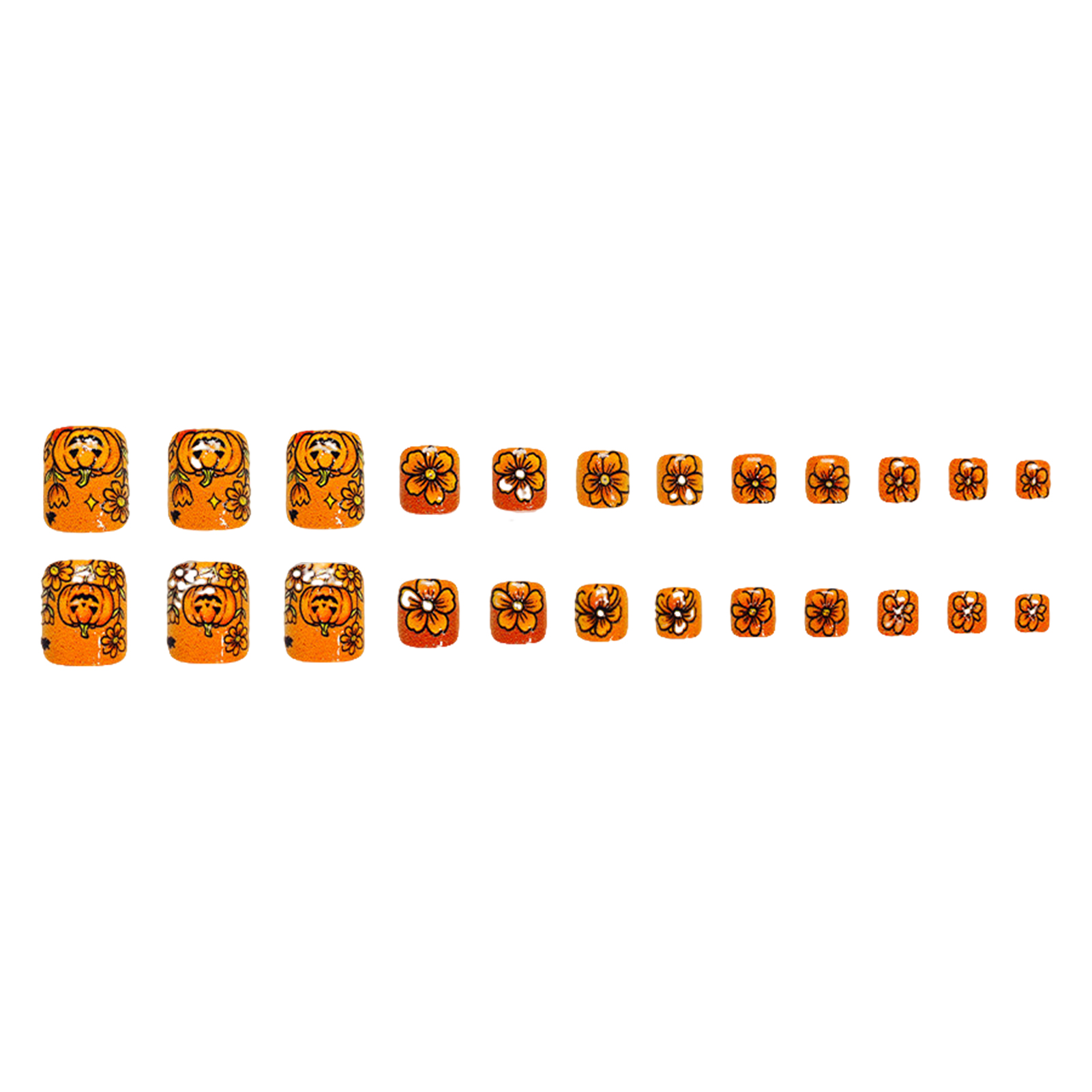 เล็บปลอมน่ารักแบบกดติดลายฟักทอ - Nail Art Press On บทวิจารณ์และราคา