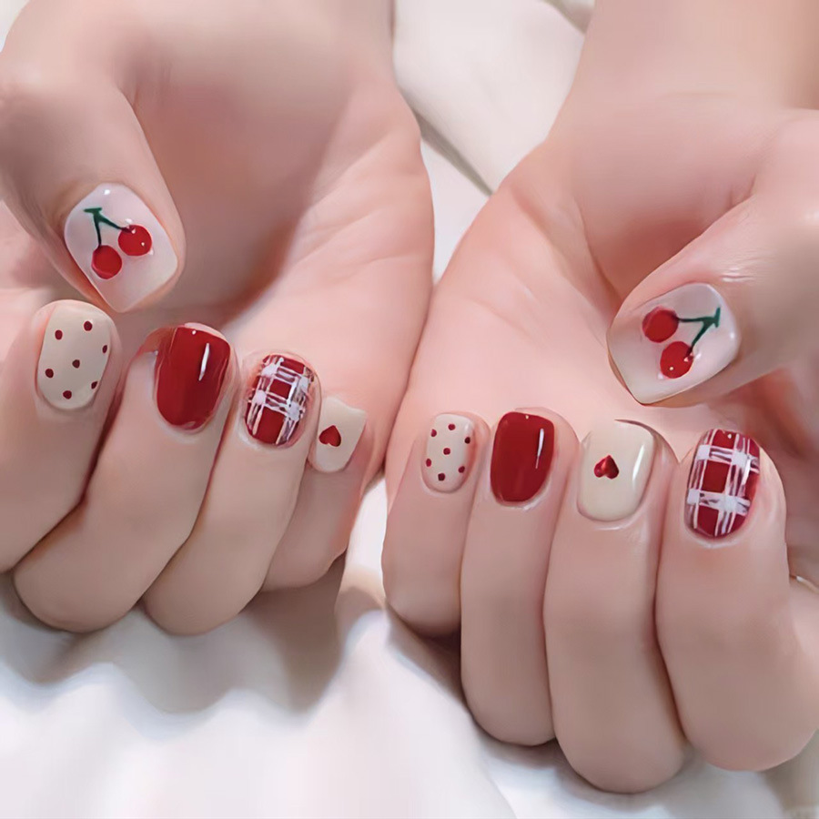 เล็บปลอมทรงสี่เหลี่ยมสั้นสำหรั - Nail Art Xs บทวิจารณ์และราคา